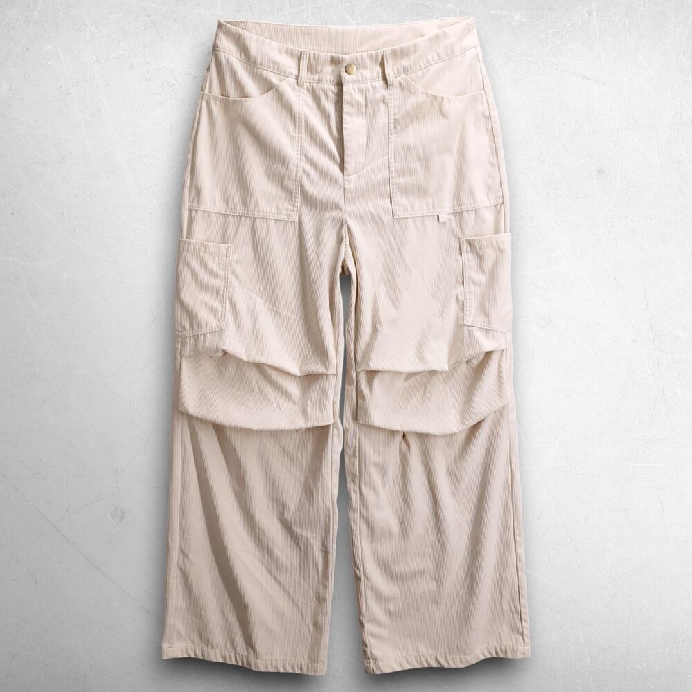 Cider Corduroy Wide Leg Cargo Pants Women XL Cream Loose Gorpcore Clean Girl Y2K